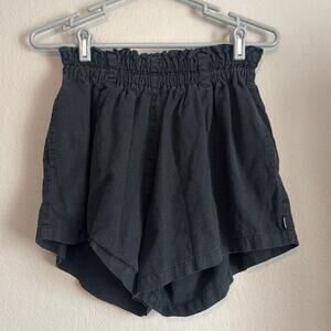 Afends Hemp Black High Rise Shorts Womens 8 Organic Elastic Waist Casual Organic